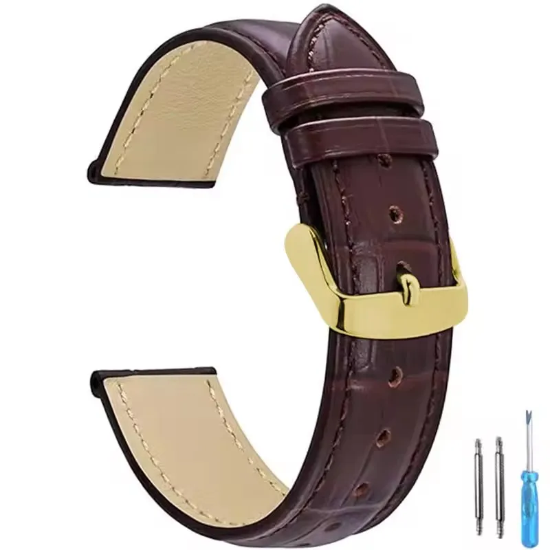 Premium Universal Leather Watch Strap for Men and Women - Elegant Replacement Watchband