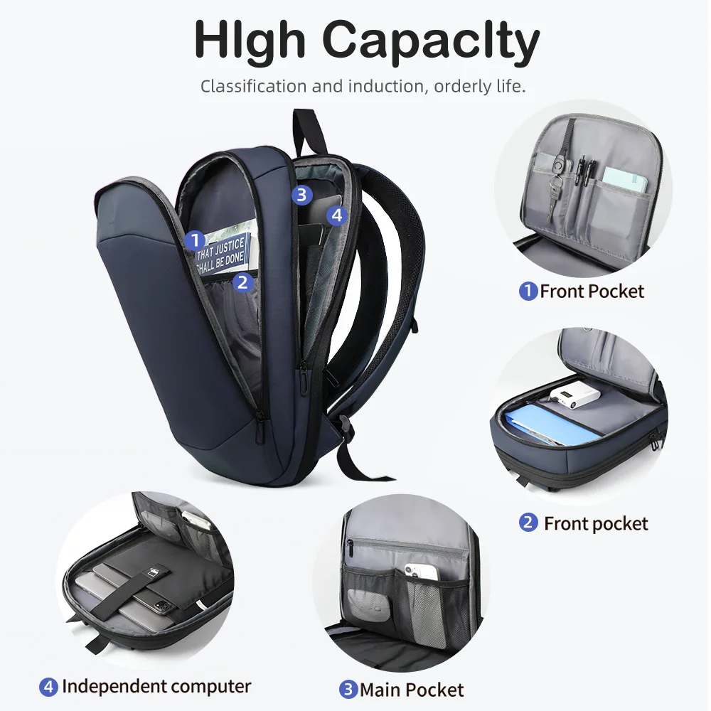 Heroic Knight Business Laptop Backpack Slim Men Expandable Travel Backpack Waterproof Casual Multi-purpose College Rucksack