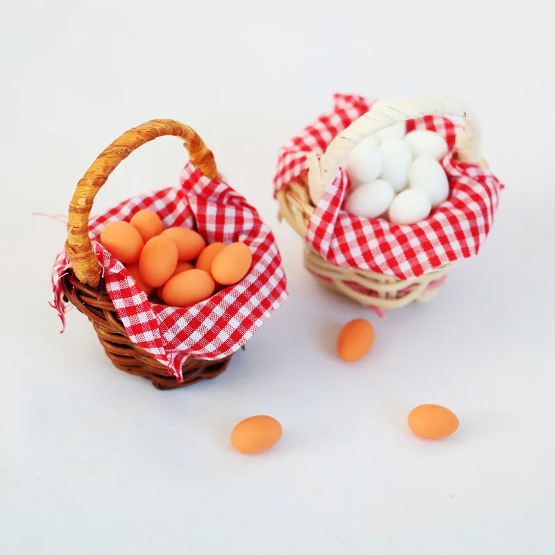 

1/12 Dollhouse Kitchen Accessories Mini Egg with Basket Miniature Food Model For Barbies Ob11 Bjd Dolls Kids Pretend Play Toys