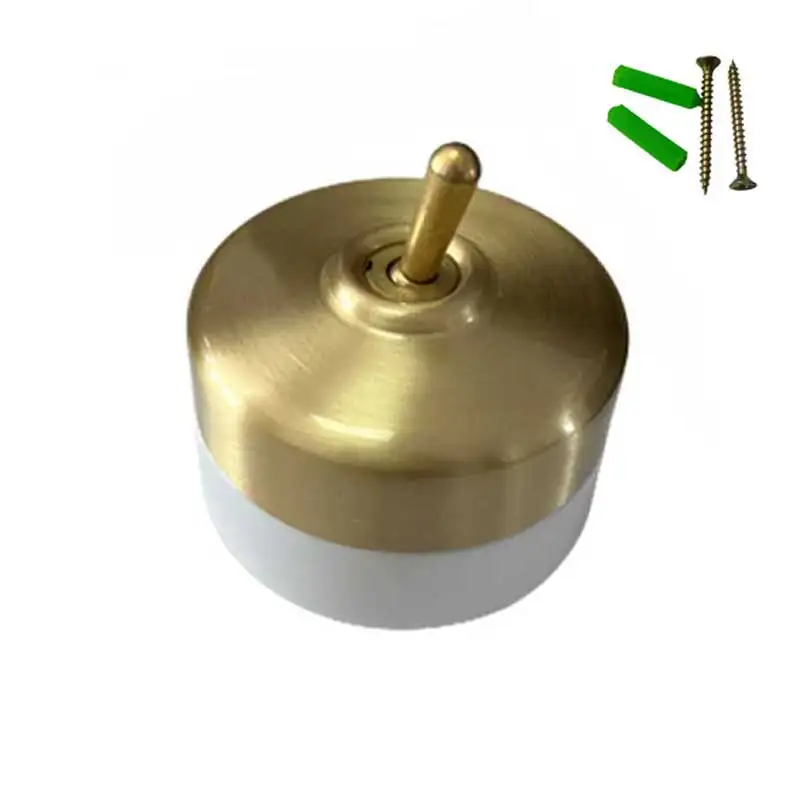 Interruptor de Luz de Parede de Latão e Porcelana Casa e Sala de Estar de Luxo Nórdico Alternância Dourada Branca Redonda Hotel e Hotel Luz de Madeira 110v
