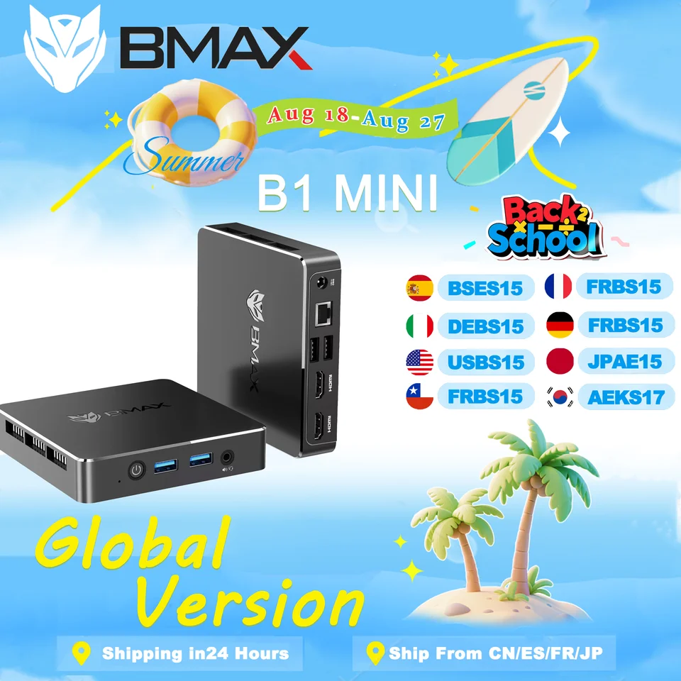 BMAX Mini PC B1 Mini Windows11Pro 8GB RAM 128GB ROM N4000 Micro
