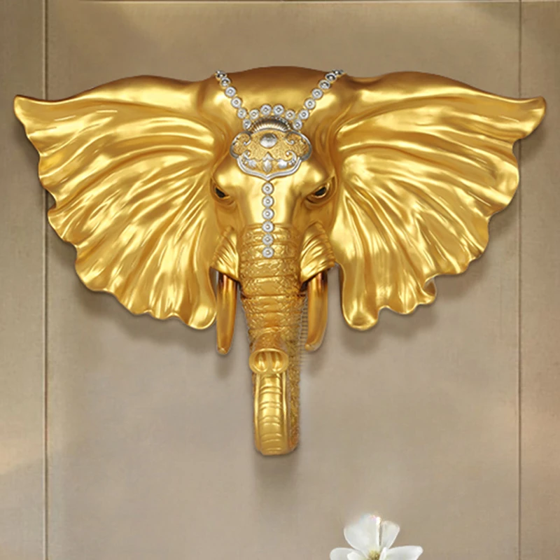 

Zhaocai Elephant Head Wall Hanging European Wall Hangings Living Room Door Bar Wall Three-dimensional Home Decoration 3d