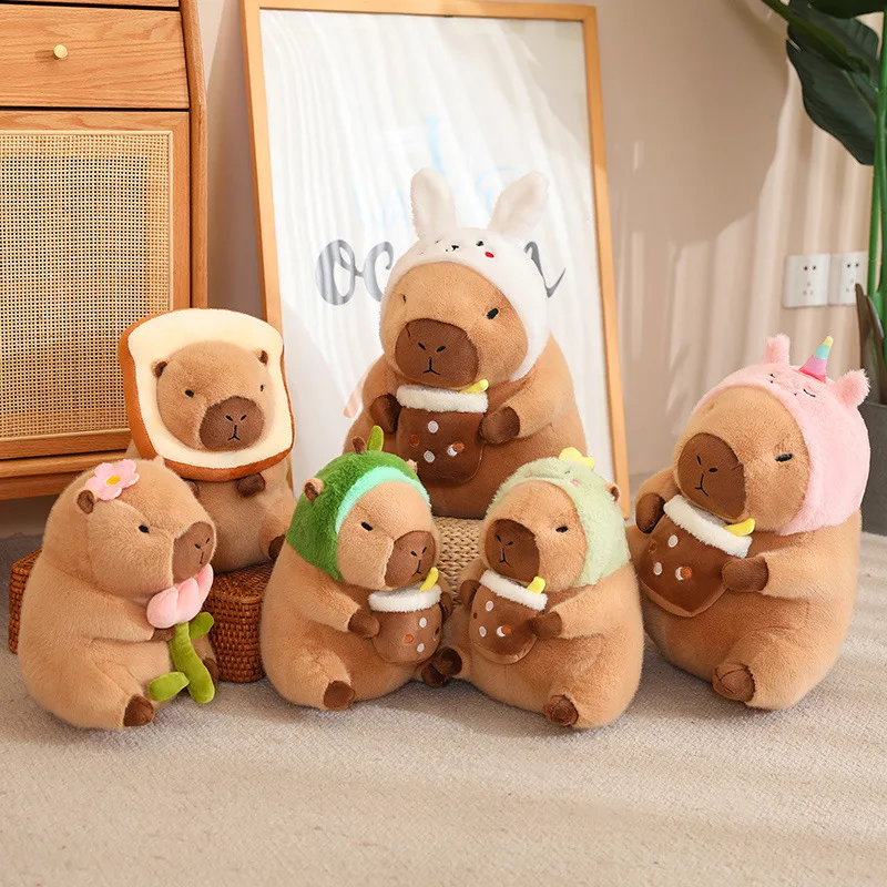 

C2 Household Mini Kawaii Fluffy Capybara Transformation Dolls Stuffed Toy Cartoon Animals Girl Birthday Gift Valentine'S Day