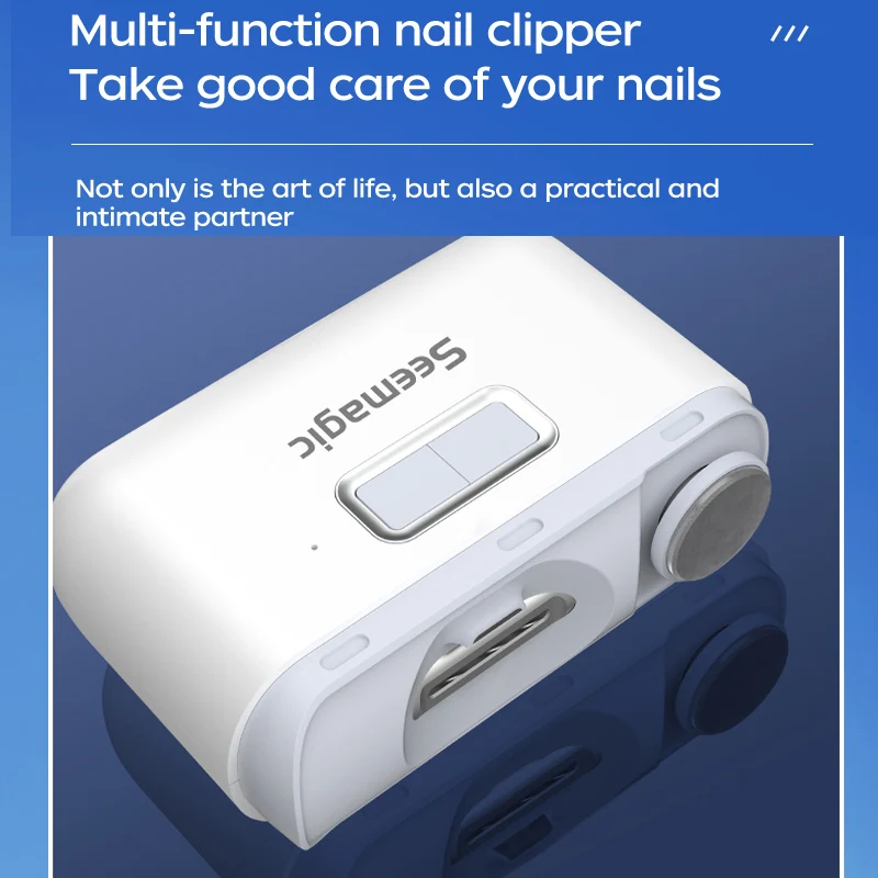 Youpin Seemagic 2in1 Electric Polishing Automatic Nail Clippers with Light Trimmer Nail Cutter Manicure Safe For Baby Adult Care electric nail clippers