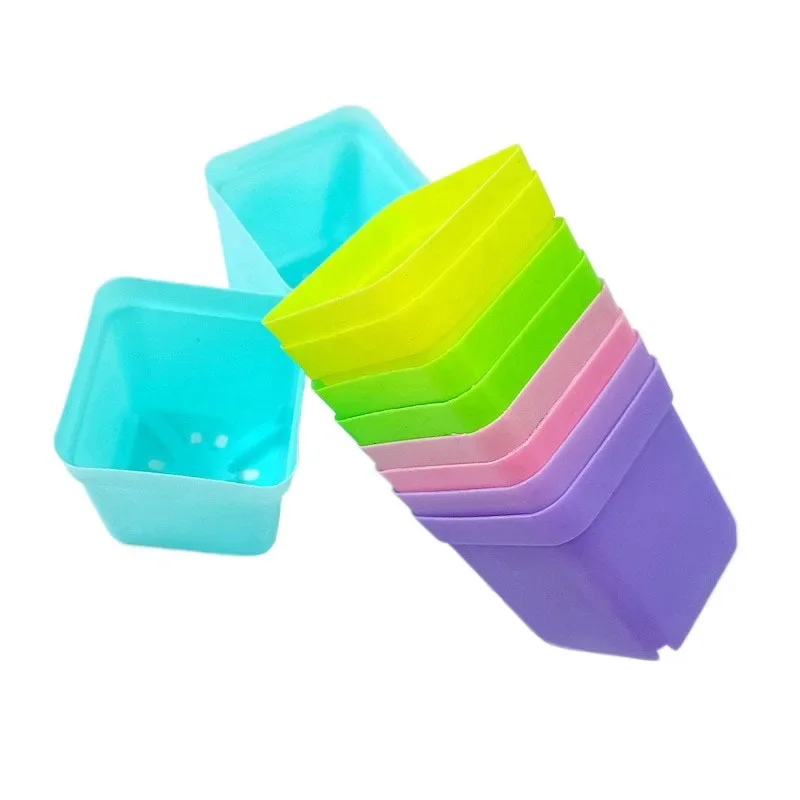 

Multi-colored Garden Square for Growing Succulent Pot for Growing Seedlings Super Small Square Plant Mini Plastic Pot