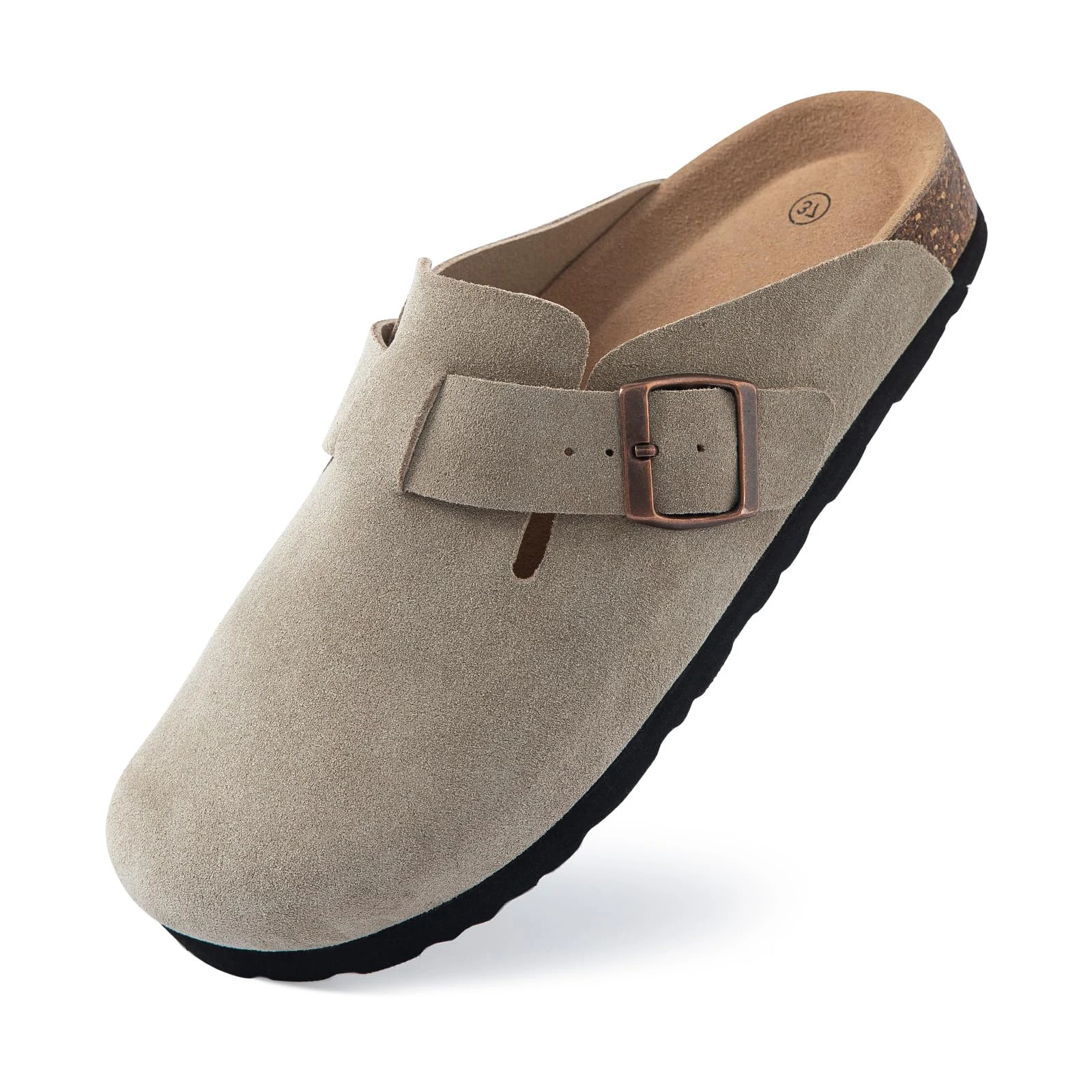 Bebealy Fashion Suede Clogs Slippers Women Clogs Slippers Cork Footbed Women Mules Nonslip Beach Sandals With Arch Support Slide_voghion.com