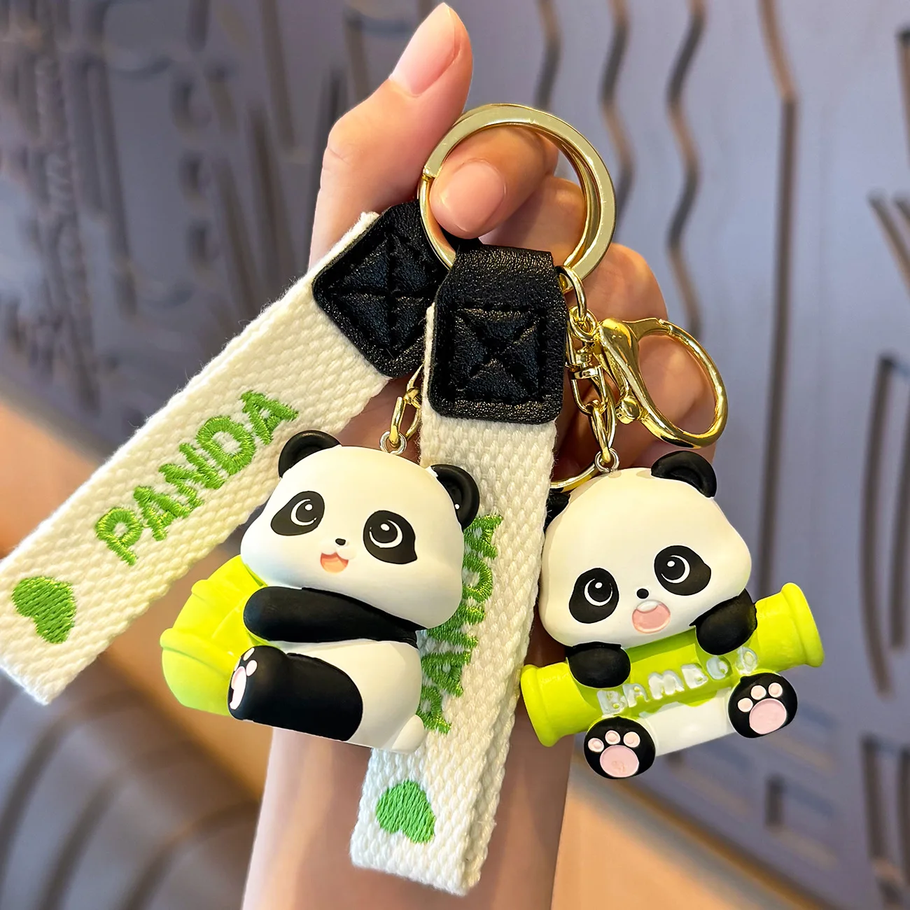Panda Bamboo Keychain Cute Bag Pendant Cartoon Doll Party Gift - AliExpress 36