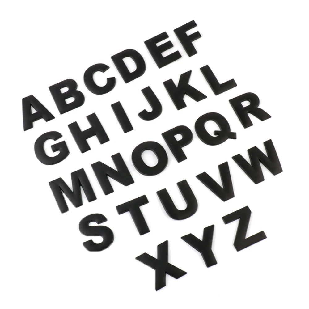 Car Sticker 45mm 3D Metal DIY Letters Alphabet Emblem Chrome And Black Digital Badge Logo Accessories Motorcycle