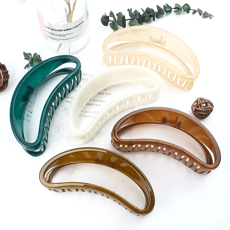 

1pc Hollow Out Hair Claws Clips Women Girls Jelly Acrylic Hair Clamps Plastic Half Round Hair Barrettes Hair Styling Accessories