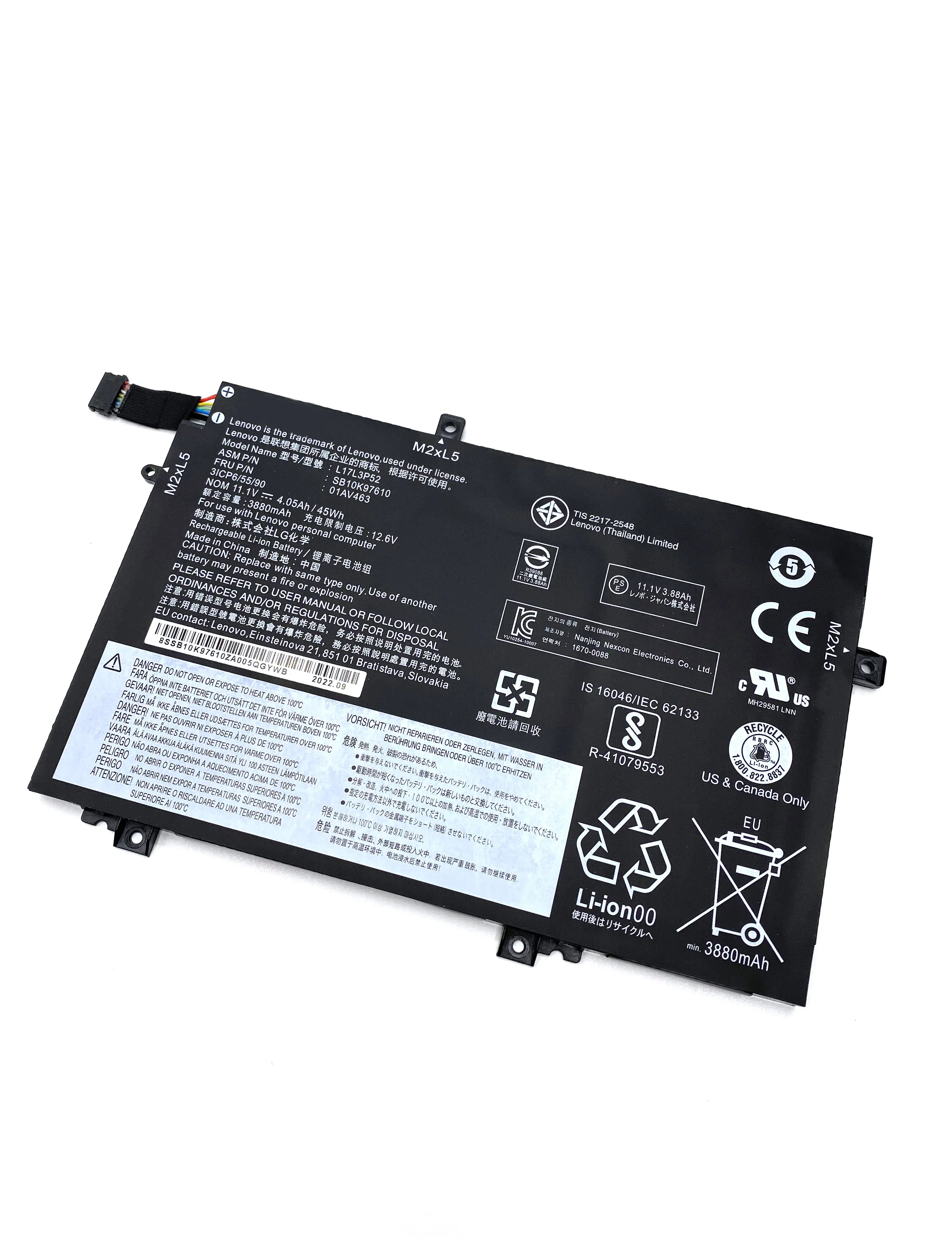 Bateria Original do Portátil para Lenovo Thinkpad L17c3p52 L480 L490 R480 R580 L580 L590 01av463 01av466 L17m3p53 L17l3p52 Sb10k97610 - Imagem 4
