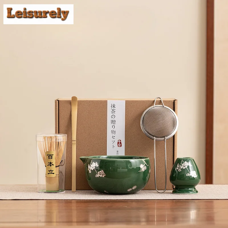 Japanese Coarse Pottery Tea Set Complete Set Matcha Stirring Brush Japanese Matcha Set Kit Tea Making Tea Holder Tea Ceremonial