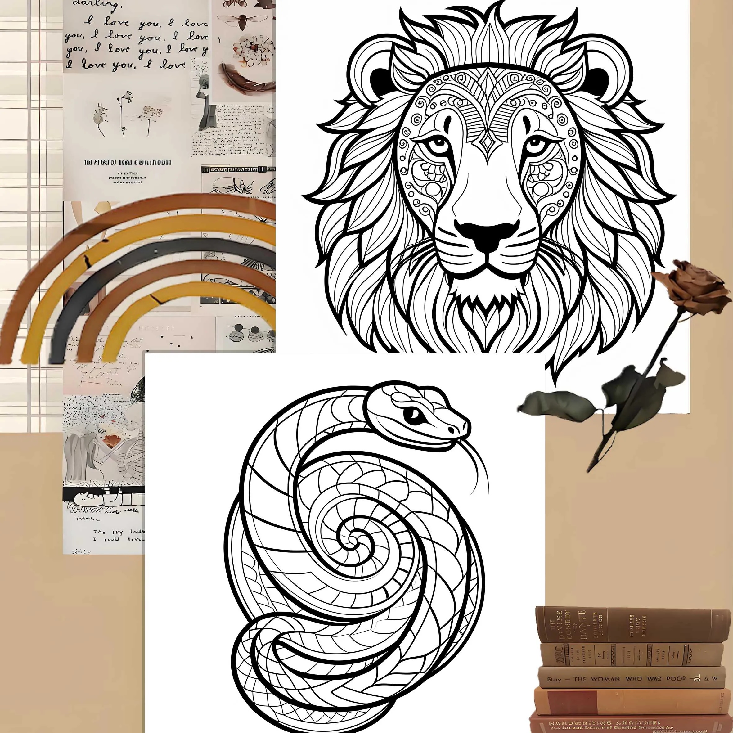 Mandala Animal Art Coloring Book 24 Page Gift For Adult Picture Book Birthday Party Relieve Stress Kill Time Graffiti Painting 4