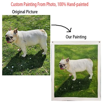 Dipinto a olio su tela personalizzato da foto, ritratto di matrimonio personalizzato, arte da parete con animali domestici, dipinto a mano, paesaggio familiare