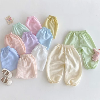 Pantaloni tutto-fiammifero in tinta unita per ragazzi e ragazze 0-6 anni Pantaloni semplici larghi casual sottili Abiti estivi Nuovi pantaloni sportivi per bambini 1