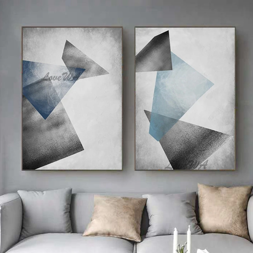 

2 Panel Canvas Wall Art Modern Geometric Abstract Painting Unframed Custom Artwork Home Decoration Piece Picture For Living Room