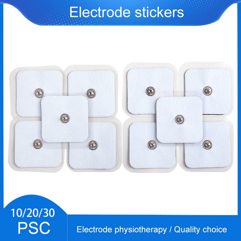 Patch de tampons d'électrode pour Machine électrique de thérapie numérique, autocollant d'électrode Tens en Gel auto-adhésif avec bouton de 4x4cm