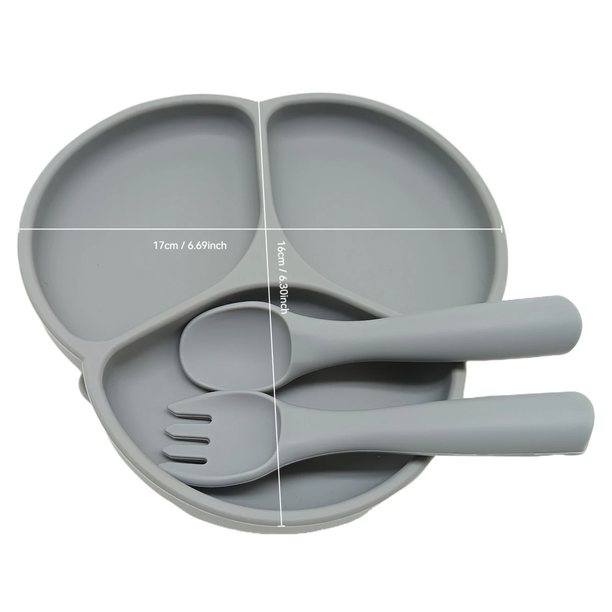 3Pcs Silicone Tableware Set Simple Dinner Plate Fork Spoon Safe Non-Slip Baby Food Tableware  Set 2