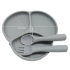 3Pcs Silicone Tableware Set Simple Dinner Plate Fork Spoon Safe Non-Slip Baby Food Tableware  Set 2