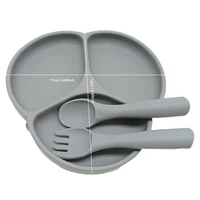 3Pcs Silicone Tableware Set Simple Dinner Plate Fork Spoon Safe Non-Slip Baby Food Tableware  Set 2