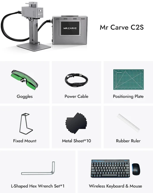 MR.CARVE C2S Laser Marking Machine with Control Screen Handheld Auto Focus  for iPhone Android Engrave All Metal Plastic Leather