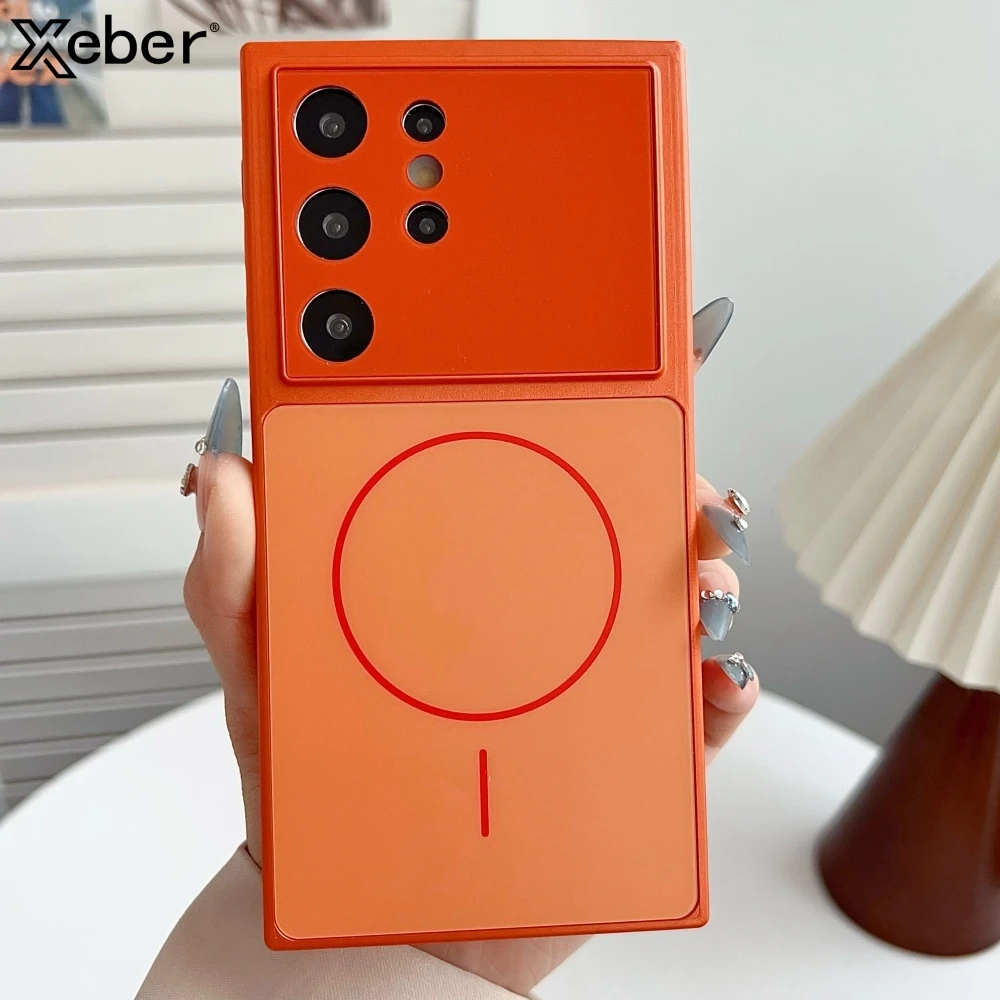 Metallic Paint Magnetic Case with Large Window Camera Protection and Wireless Charging Compatibility