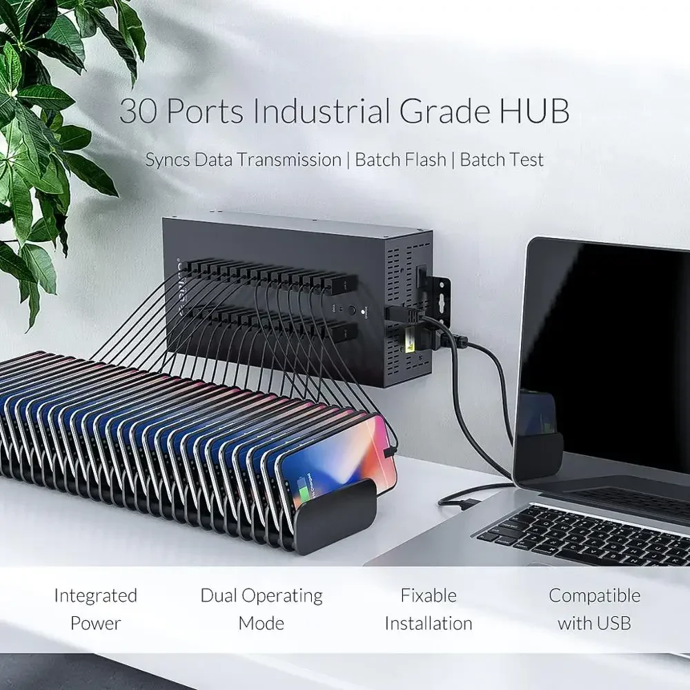 ORICO USB HUB 20 30 Ports USB 2.0 Hub Splitter for U Disk Data Test Batch Replication with 300W Power for Laptop Accessories 2
