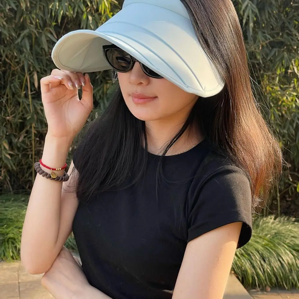 

Empty Top Women's Sun Hat Wide Brim UV Protection Peaked Caps Women's Beach Visor Caps Sun Protection Empty Top Baseball Cap