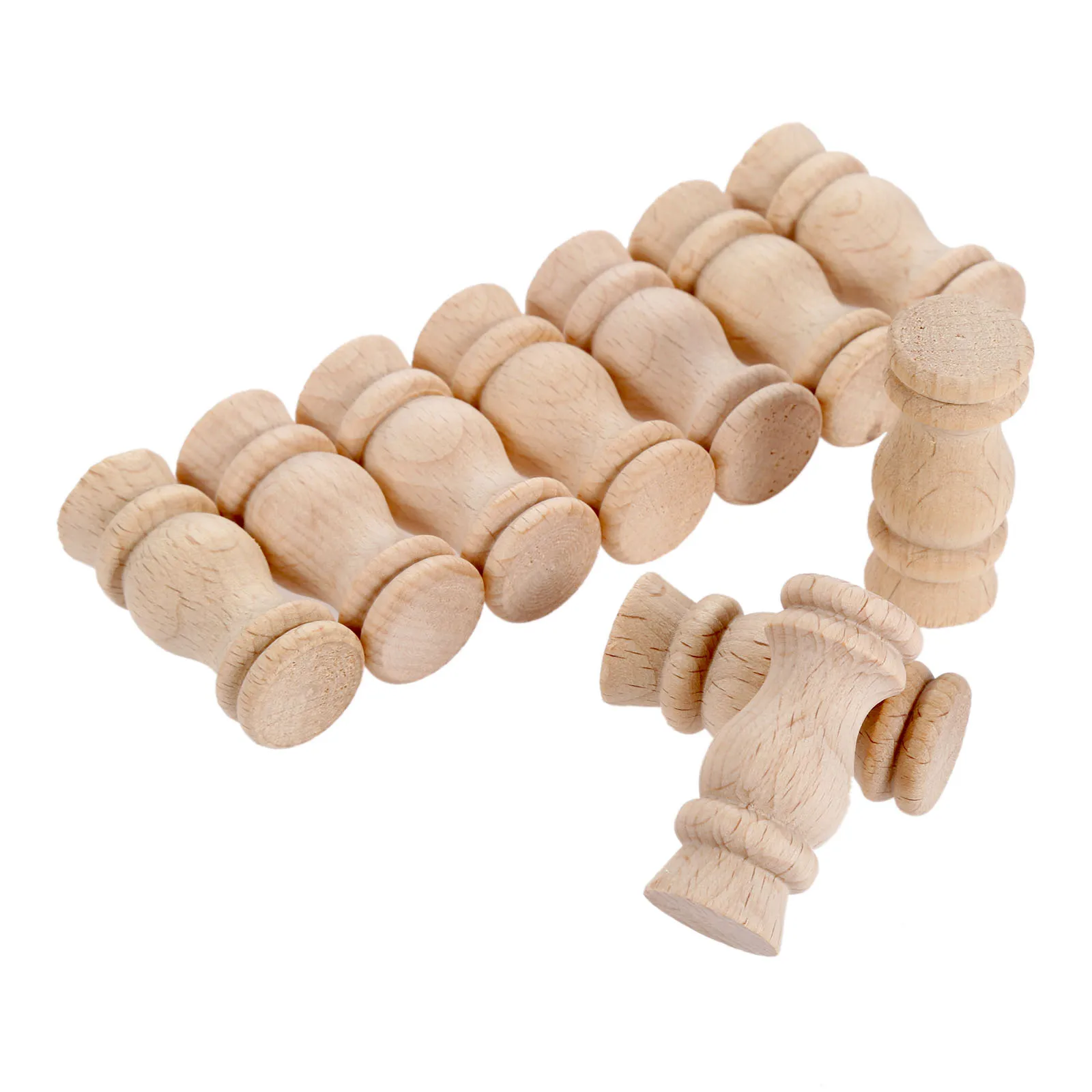 Unpainted Wood Craft Corridor Bridge Column Wood Fence Beads Lathe Small Applique Vintage Home Wedding Decor 10pcs wood craft decor