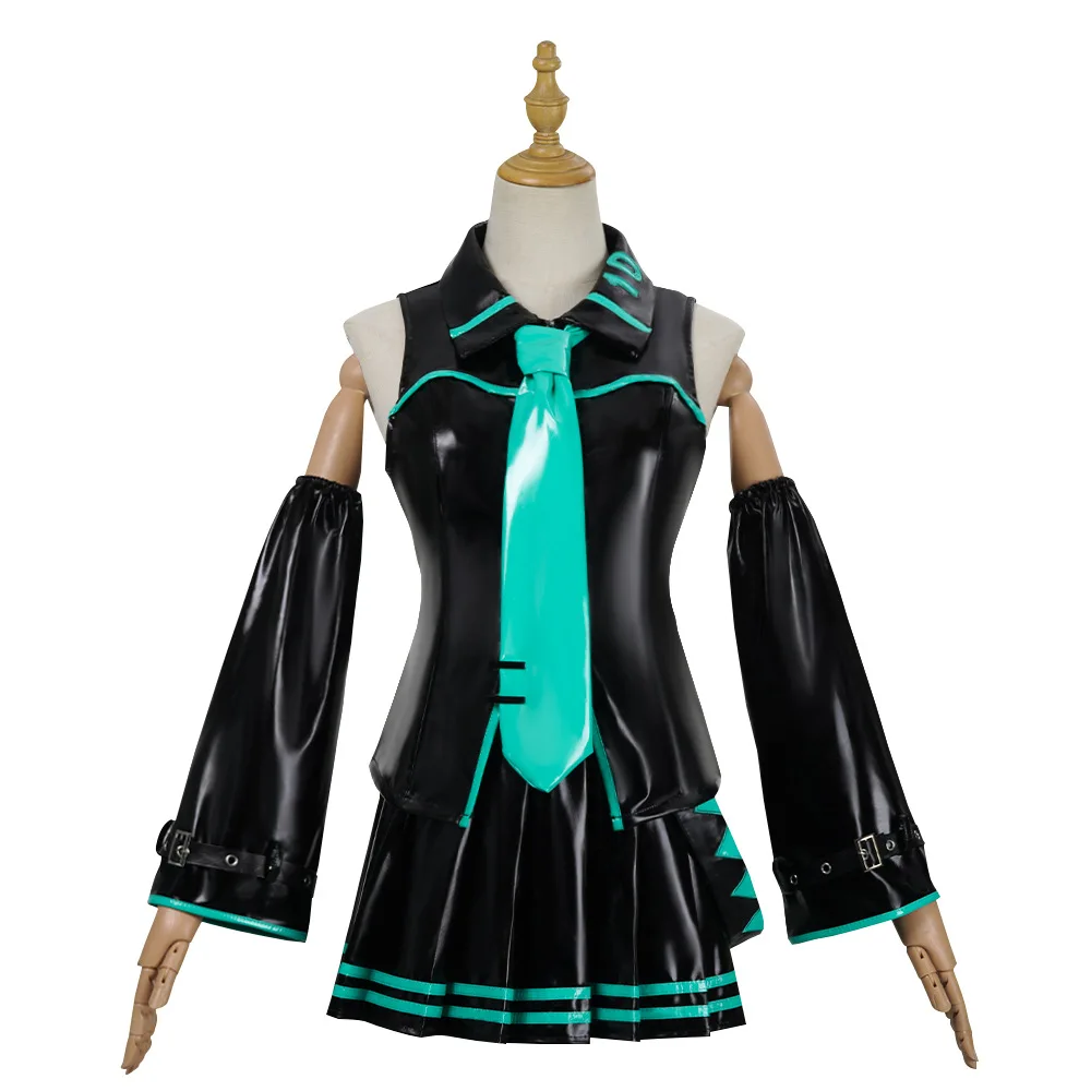 VTuber: Vocaloid Hatsune Miku | Black Dress Cosplay Costume Set 22 Hatsune Miku-Inspired Blue Dress Cosplay Costume for Women (Unofficial)