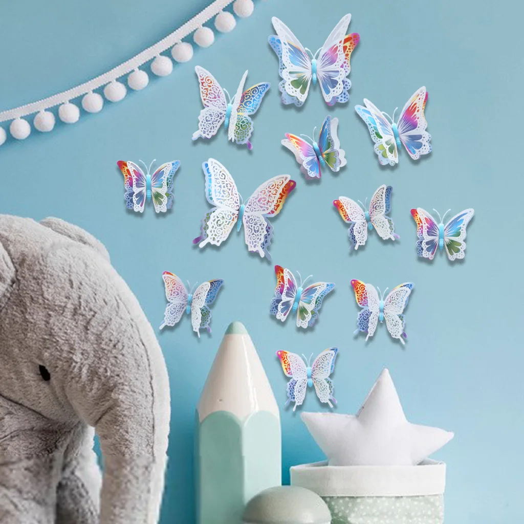 Luminous Stickers Butterfly Room Bedroom Fluorescent Wall stickers Self-adhesive children's room luminous decoration