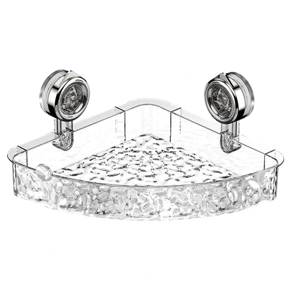 Suction Cup Storage Rack No-drill Storage Rack Transparent Bathroom Corner with Suction Cup Anti-slip for Kitchen