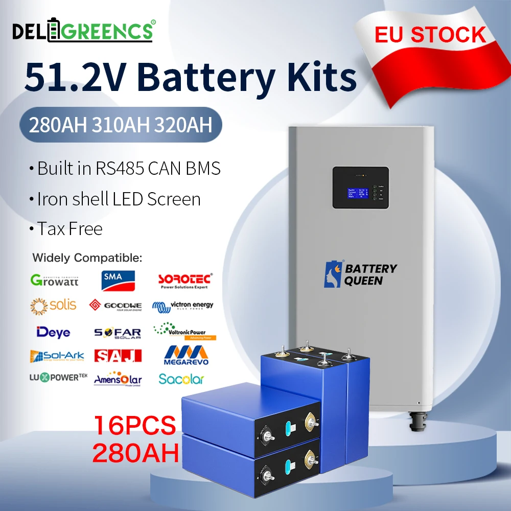 Batterie Lifepo4 51.2V 280Ah 14,3 Kwh Batterie lithium-ion 51.2V 314 Ah15 Kwh avec système d'onduleur solaire