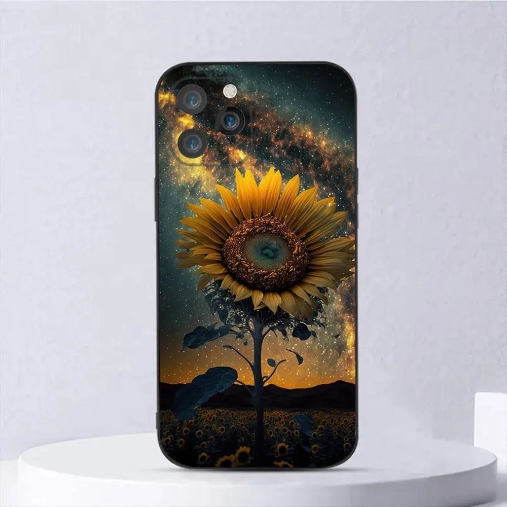 Radiant Yellow Sunflower Soft Silicone Phone Case - Chic Black Cover