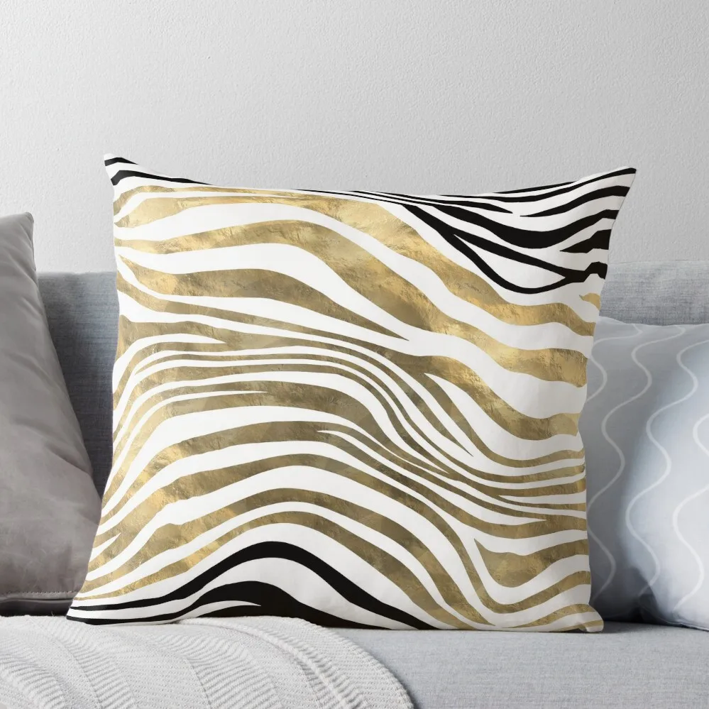 

Zebra stripes faux gold foil and black Throw Pillow Cushions For Children pillowcases for sofa cushions Marble Cushion Cover