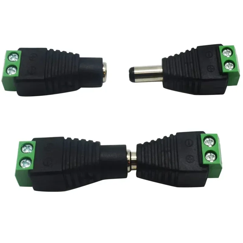 5ชิ้นDCชายหญิงเชื่อมต่อ2.1x5.5มิลลิเมตร2pinเสียบแจ็คซ็อกเก็ตบาร์เรลอะแดปเตอร์สําหรับกล้องวงจรปิดLEDแถบแหล่งจ่ายไฟขั้ว 1
