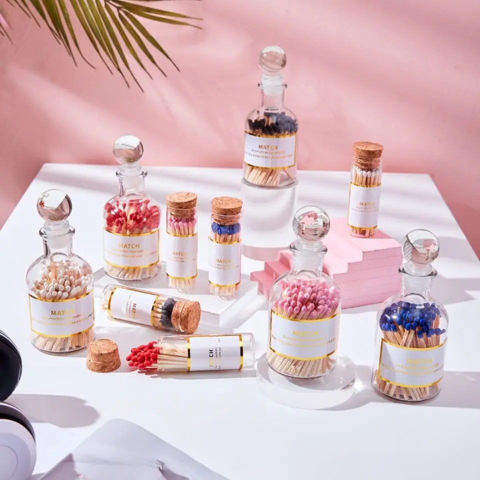 

High End Glass Bottle Extended Aromatherapy Candle Retro Nostalgic Old-fashioned Safe Household Match