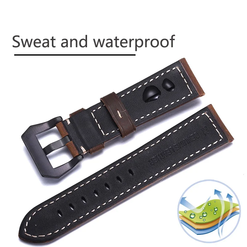 Timeless Frosted Genuine Leather Watch Strap - 20mm/22mm, Classic Fit
