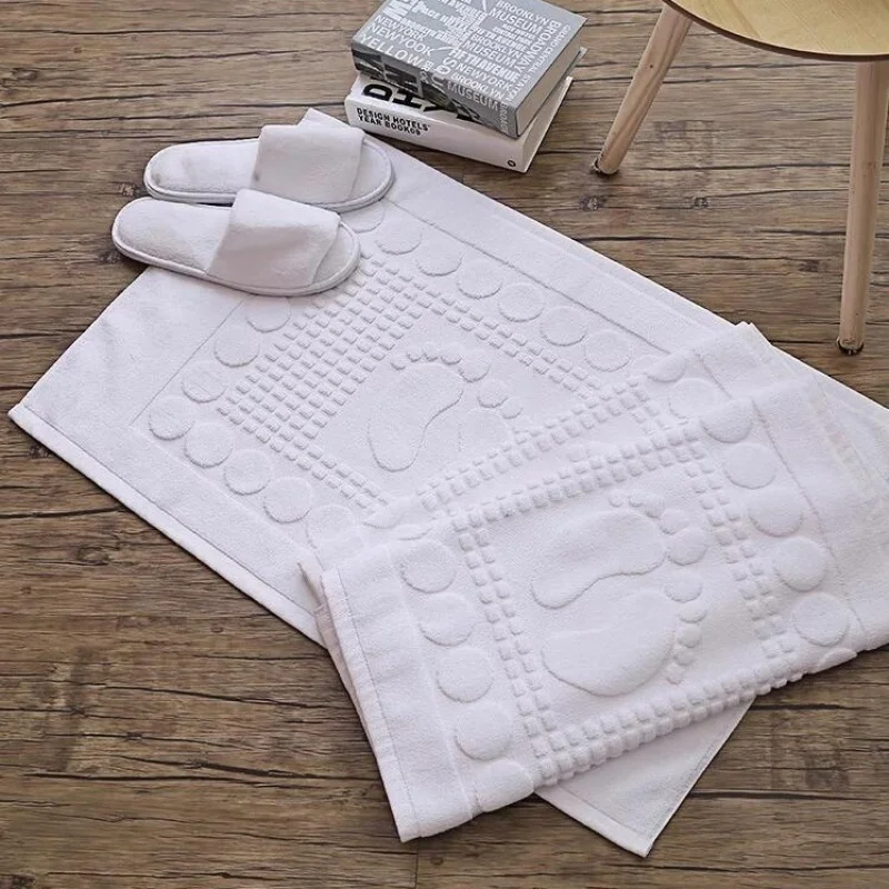 Thicken White Floor Towel For Hotel Home,Foot Bathroom Mat,High Quality 100%Cotton Non-slip Water Uptake Bathtub Towels 50*80cm 2