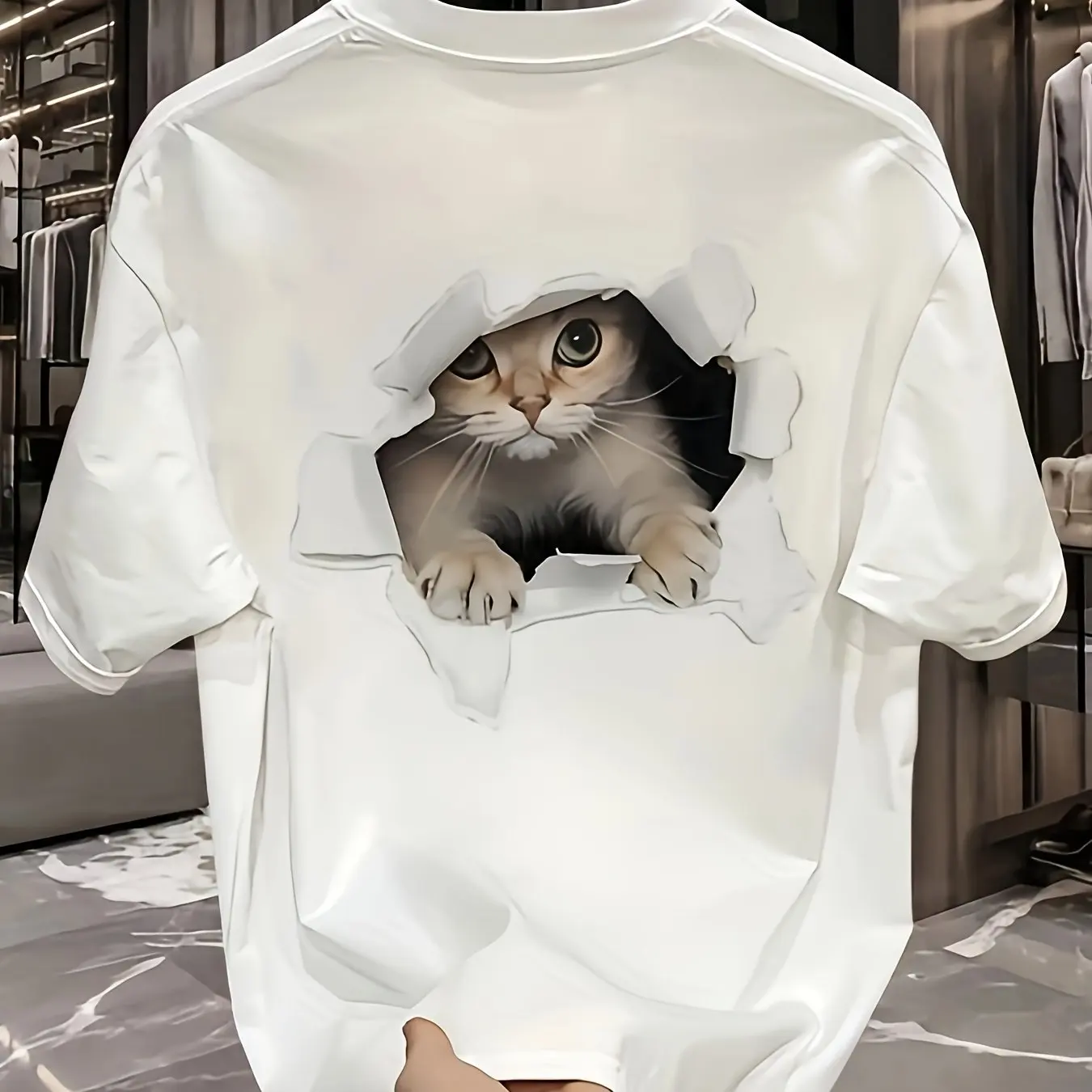 الرجال الصيف 100 القطن المألوف عادية فضفاض حجم كبي...