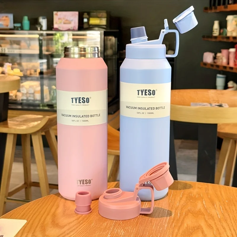 Minimalist Stainless Steel Insulated Water Bottle with Handle, 900ML