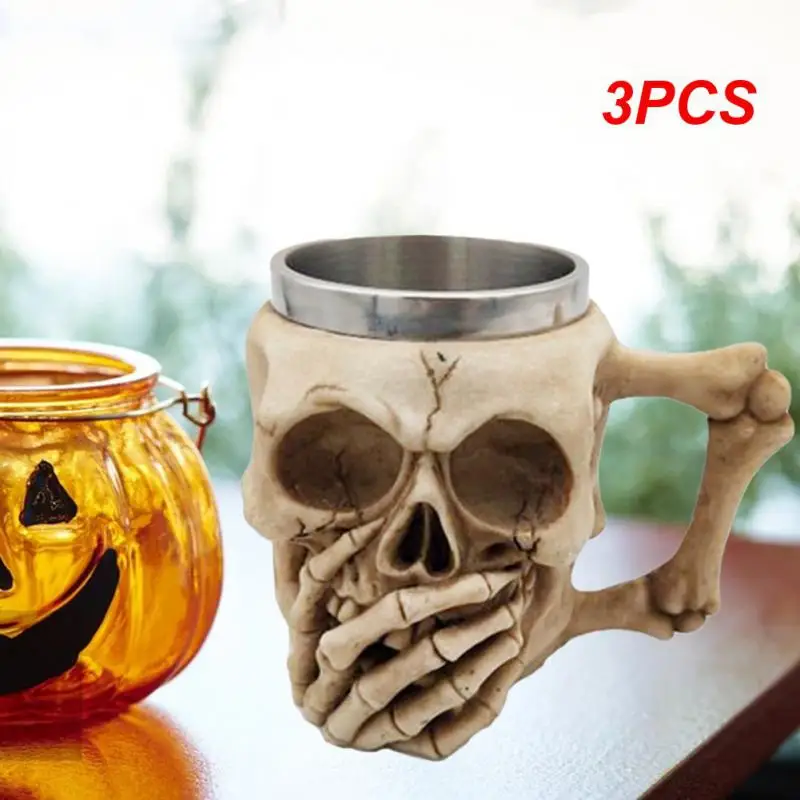 

3PCS Skull Cup Halloween Thriller Cup Decoration Skull Cup Halloween Decoration Resin Skeleton Ghost Mug Coffee Cup Halloween