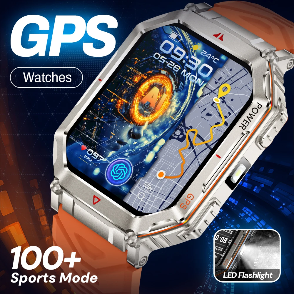 남성용 KR92 GPS 스마트워치 - 2.01인치 HD 화면, 100가지 이상의 스포..
