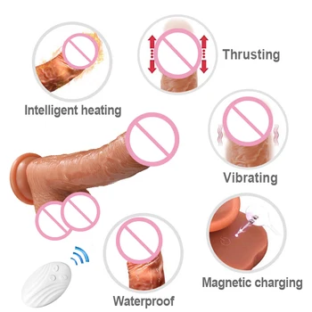 Realistic Electric Dildo Vibrator For Women 10 Speeds Thrusting Swing Silicone Suction Cup Big Dildo G Point Sex Toys For Adults 4