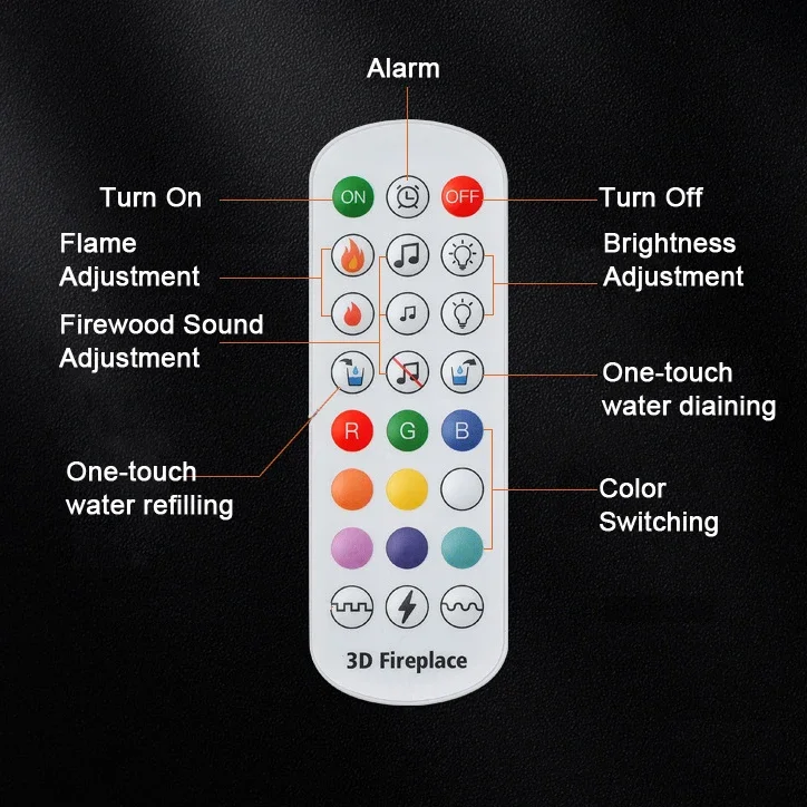 Modern remote control electric fireplace Mute water mist electric decorative fireplace humidifier power 3d flame steam
