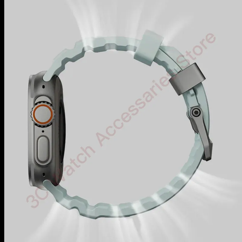 Silicone & Titanium Metal Hybrid Bracelet Strap