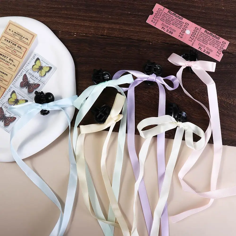

1Pair Mini Grab Clip Hair Tie Bowknot Ribbon Girl Hair Clip Small Hair Claw Korean Style Headwear Balletcore Bow Hairpin New