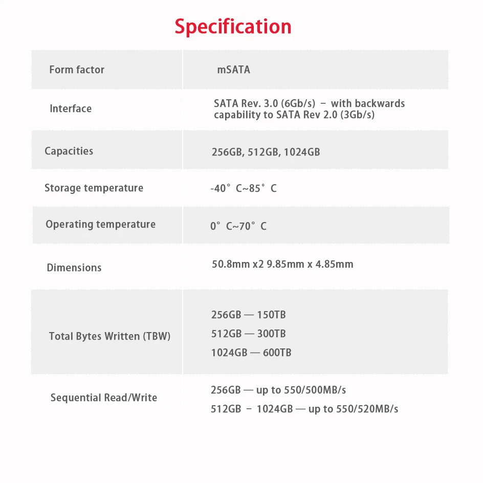 Kingston SSD-hårddisk MSATA KC600 512 GB Blå