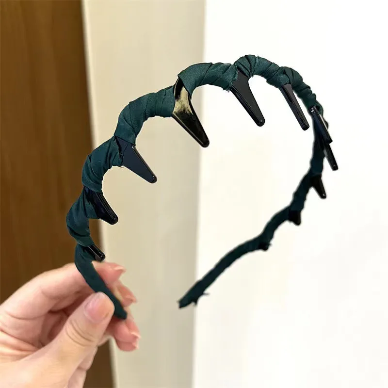 New Wavy Hair Hoop Women's Face Wash Toothed Hair Bands Anti-Slip Broken Hair Press Hair French Headband Bezel Headbands