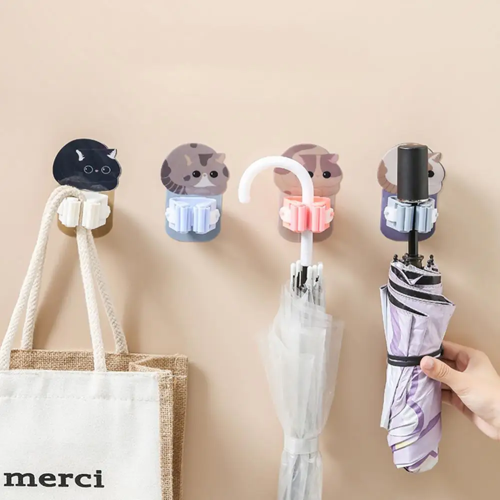Wall Mounted Mop Organizer Holder Broom Hanger Self-adhesive Mop Clip Rack Bracket Home Storage Hooks Bathroom Accessories 1Pcs self adhesive hooks multifunctional hooks self adhesive wall hooks mop & broom holder mop storage rack mop clip