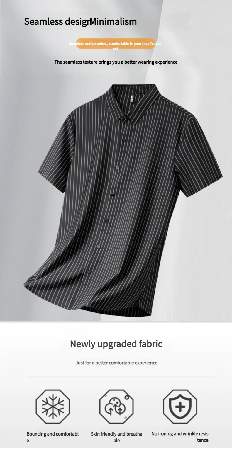 Summer striped short-sleeved t-shirt half-sleeved tops T-shirt in half open collar men's ice silk without trace polo shirt 9 Sbcca7af9fdce40479ff0aa844f6760727